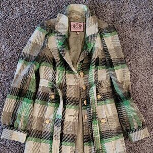 Juicy Couture Classic Wool Plaid Coat